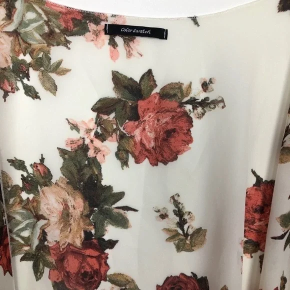 Color Swatch Floral Kimono Cardigan Top Size L - Picture 5 of 12